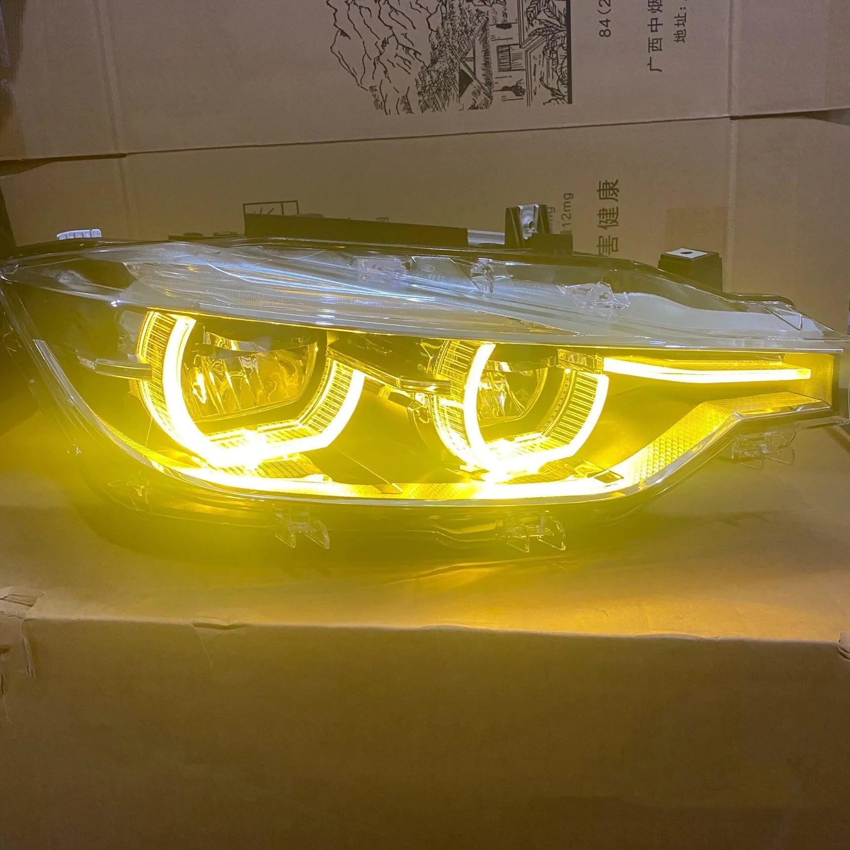Yellow Drl Lights BMW F30. LCI. Yellow Headlights.